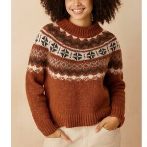 Aerie Oversized Fair Isle Sweater Burnt Orange